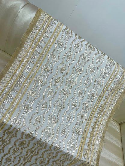 Handcrafted Tamba Tilla & Gotta Jaal Pure Samooz Silk Shawl | Dyeable New Design