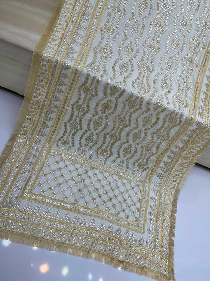 Handcrafted Tamba Tilla & Gotta Jaal Pure Samooz Silk Shawl | Dyeable New Design
