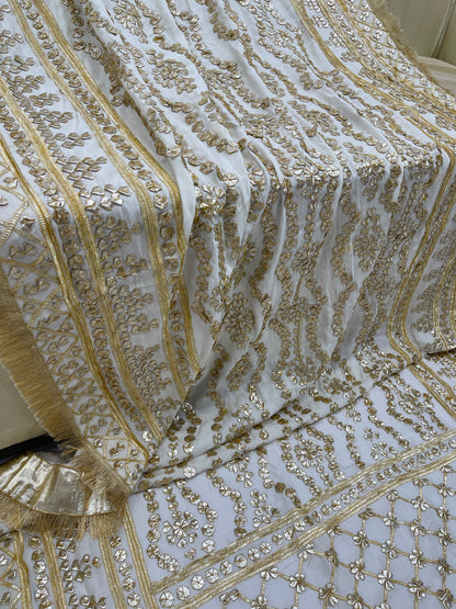 Handcrafted Tamba Tilla & Gotta Jaal Pure Samooz Silk Shawl | Dyeable New Design