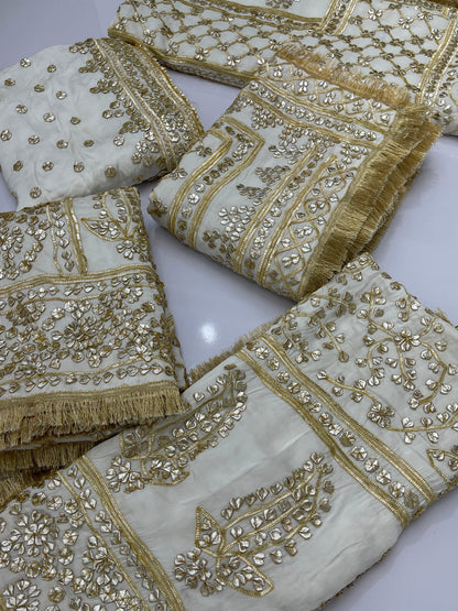 Handcrafted Tamba Tilla & Gotta Jaal Pure Samooz Silk Shawl | Dyeable New Design