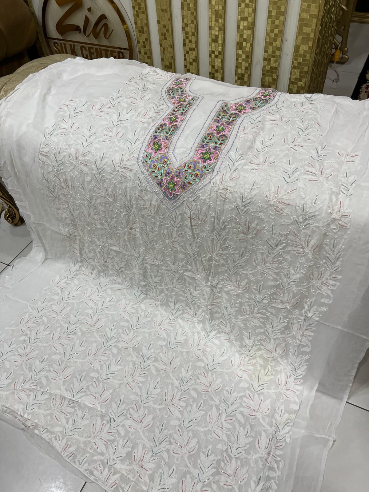 Handmade Indian Lakhwini Chikan Kari & Parsi Gara Work Fabric – Dyeable New Arrivals