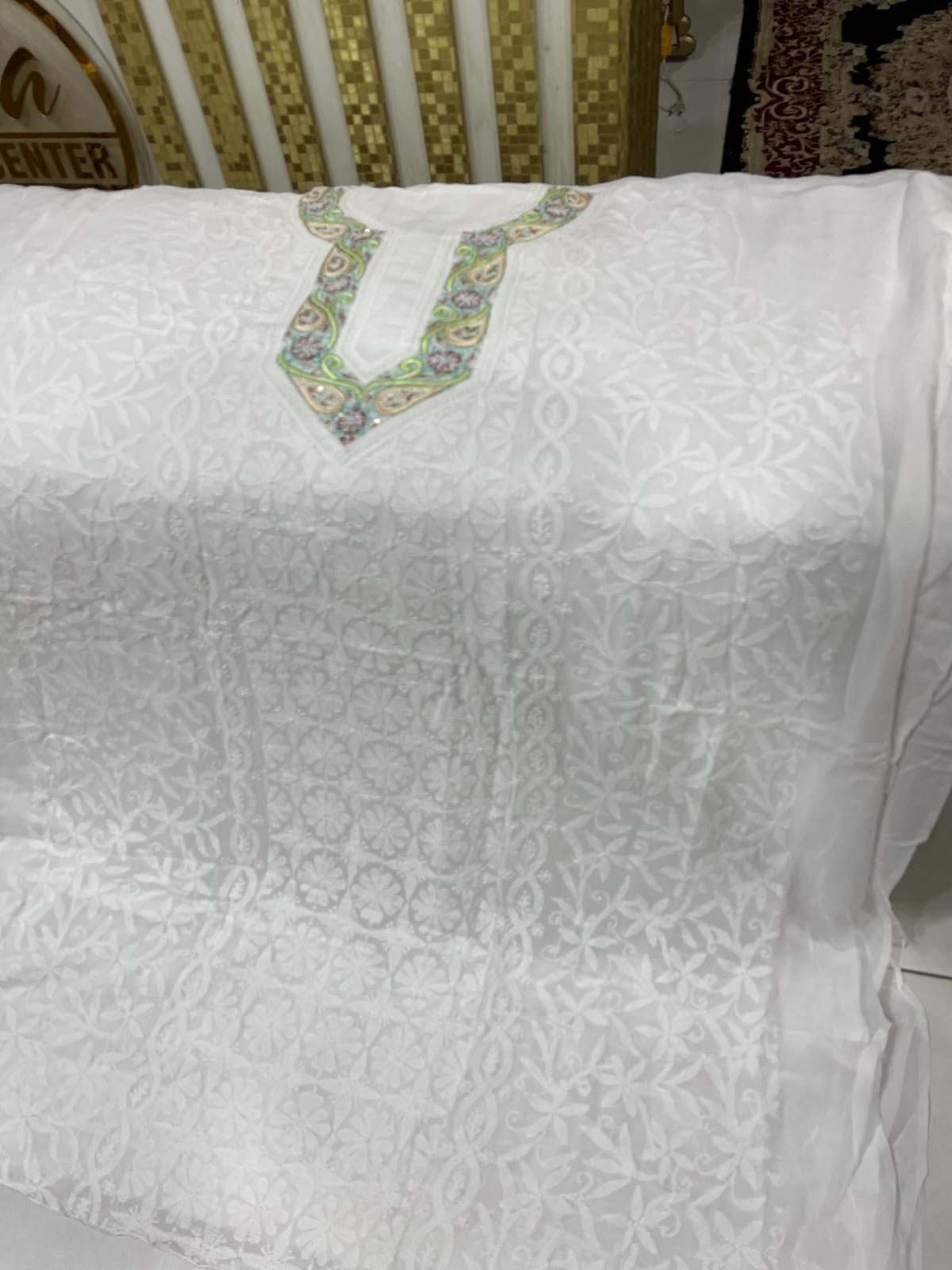 Handmade Indian Lakhwini Chikan Kari & Parsi Gara Work Fabric – Dyeable New Arrivals