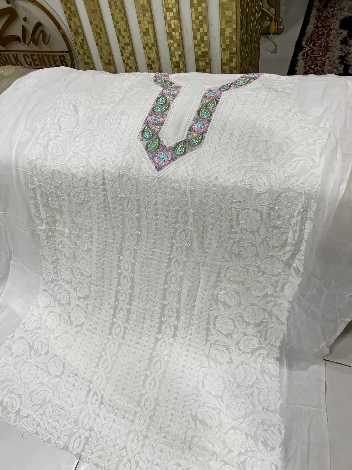 Handmade Indian Lakhwini Chikan Kari & Parsi Gara Work Fabric – Dyeable New Arrivals