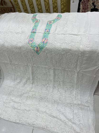 Handmade Indian Lakhwini Chikan Kari & Parsi Gara Work Fabric – Dyeable New Arrivals
