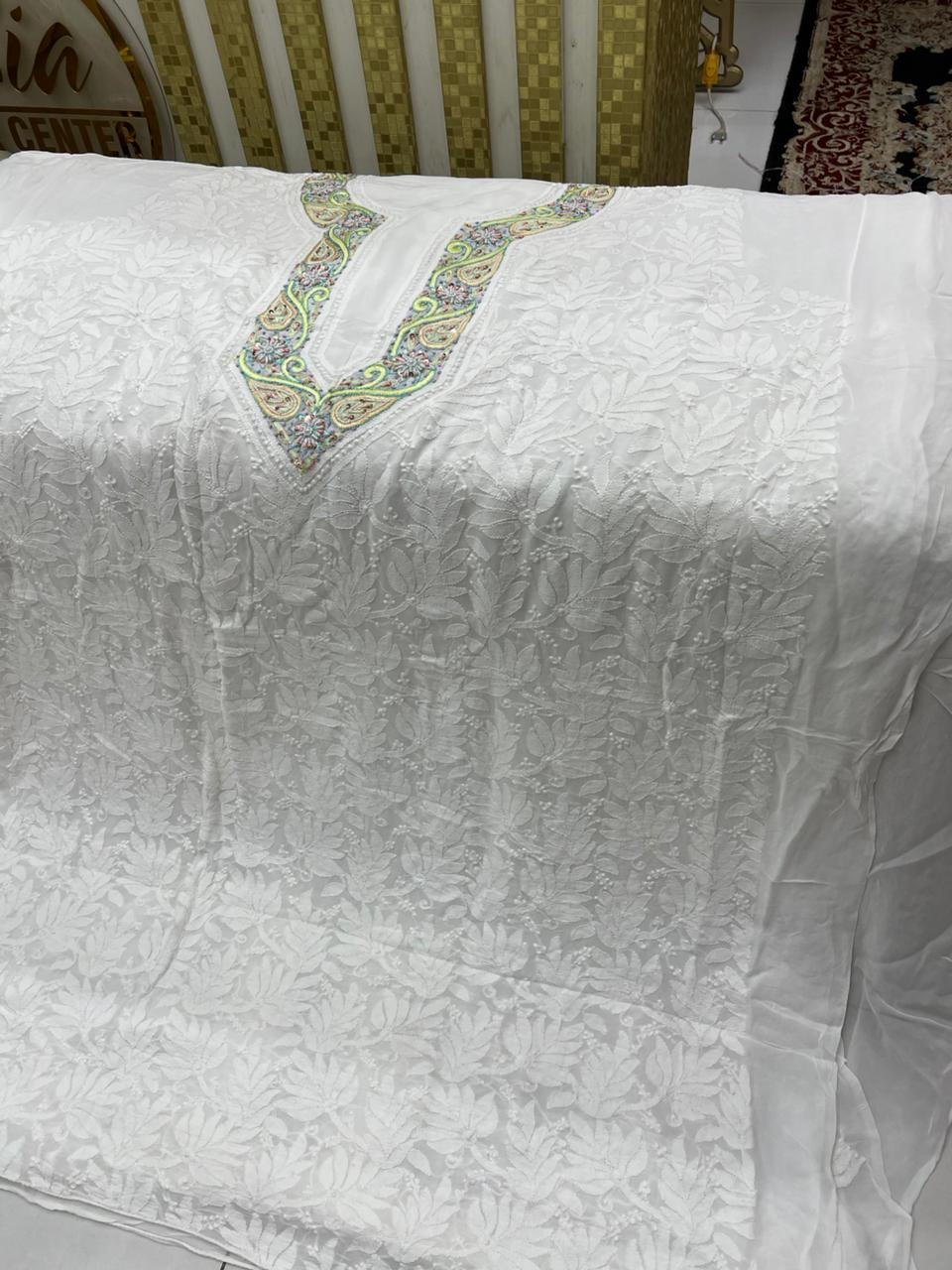 Handmade Indian Lakhwini Chikan Kari & Parsi Gara Work Fabric – Dyeable New Arrivals