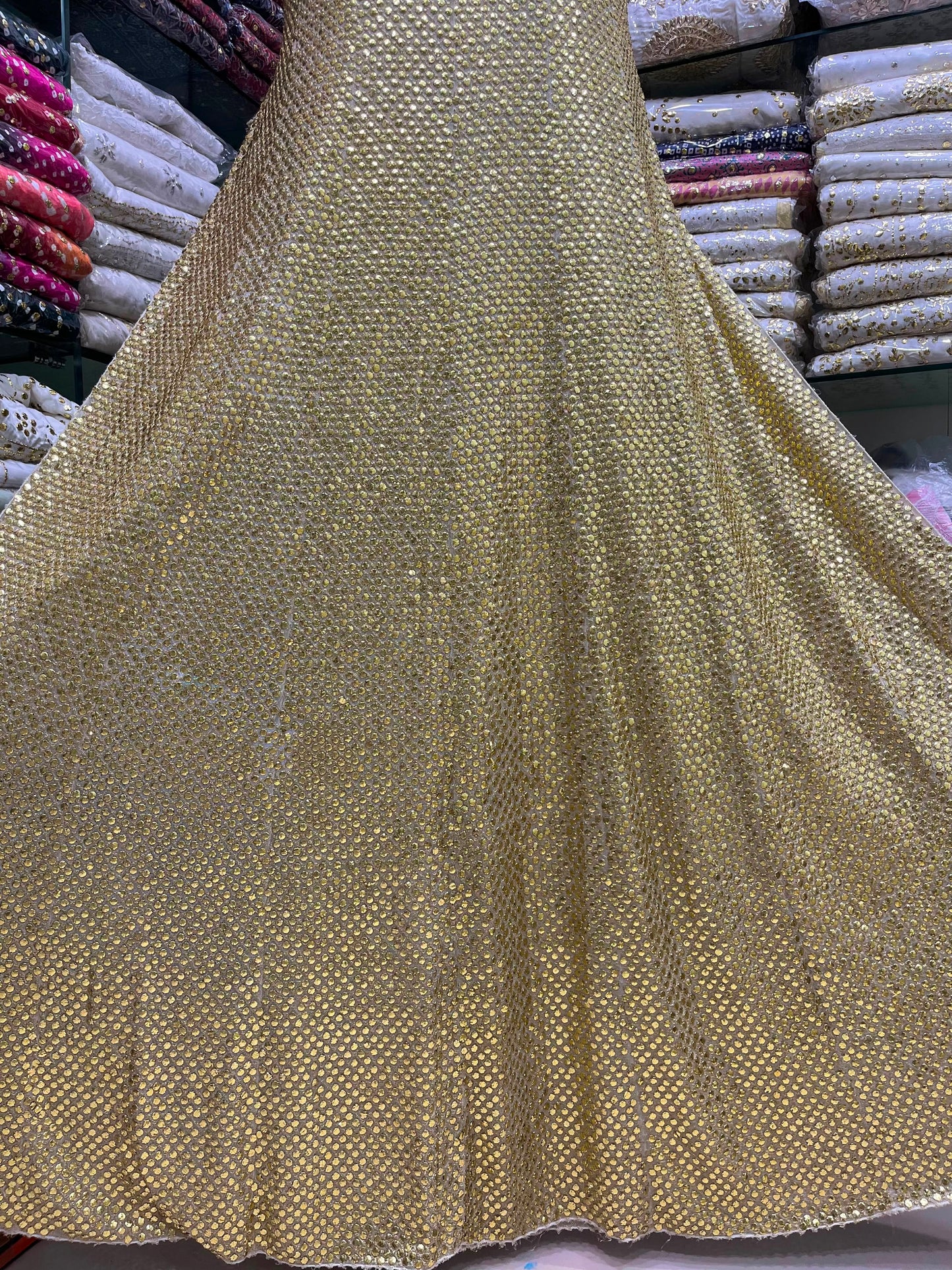 Pure China Karinkal Heavy Mukesh Frock – New Arrival with Computer Tila Zari & Quarter Baton Check Work
