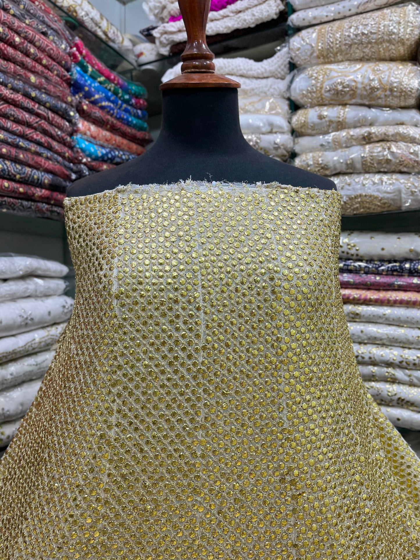Pure China Karinkal Heavy Mukesh Frock – New Arrival with Computer Tila Zari & Quarter Baton Check Work