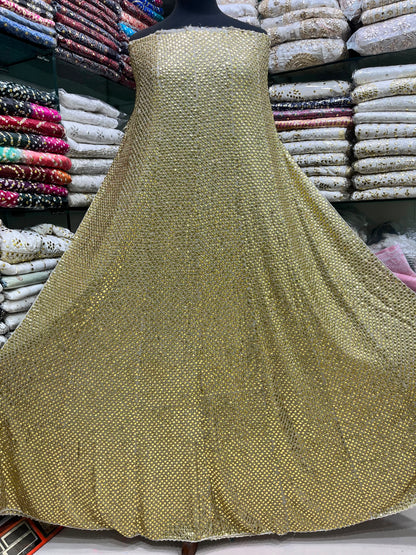 Pure China Karinkal Heavy Mukesh Frock – New Arrival with Computer Tila Zari & Quarter Baton Check Work