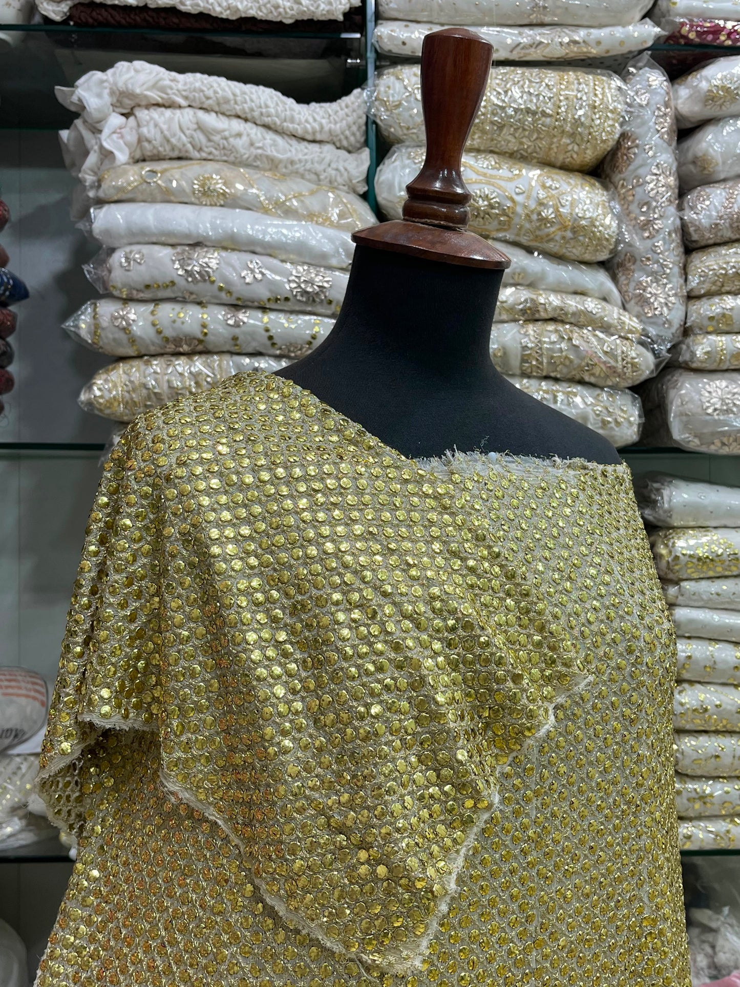 Pure China Karinkal Heavy Mukesh Frock – New Arrival with Computer Tila Zari & Quarter Baton Check Work