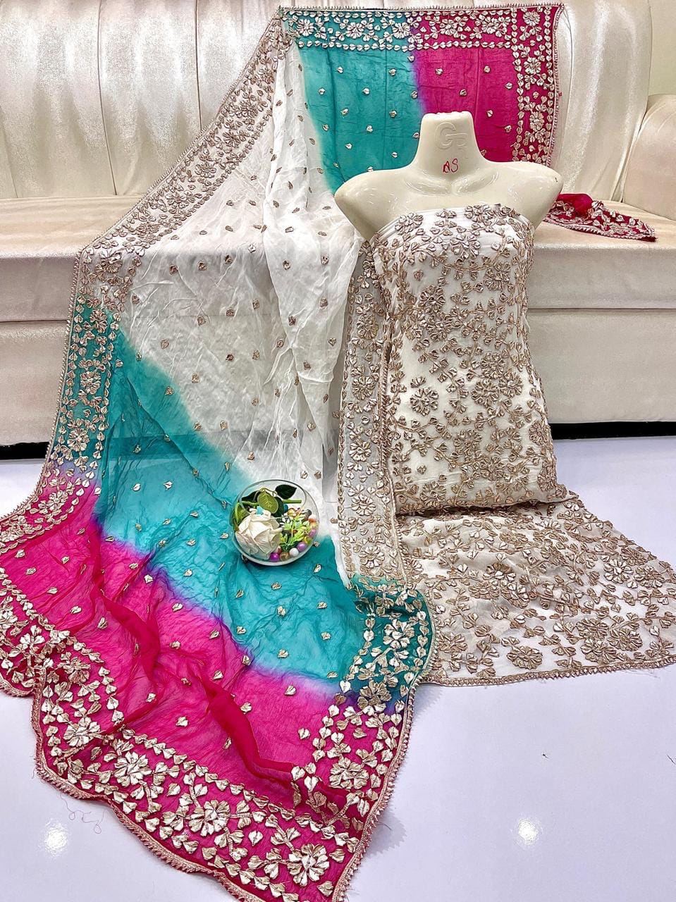 Pure Chiffon Gota Work Suit – Luxury Party Wear Dress