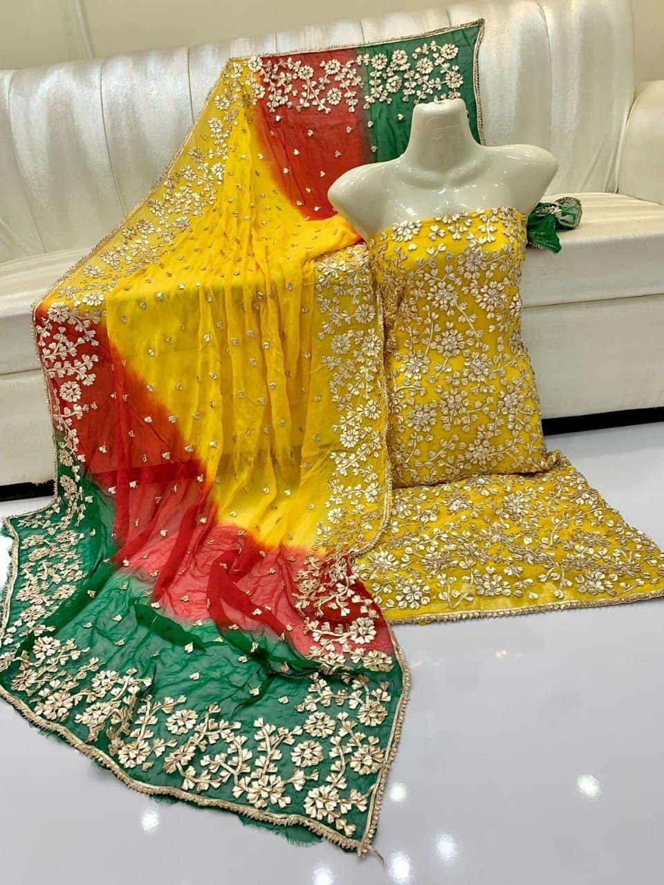 Pure Chiffon Gota Work Suit – Luxury Party Wear Dress