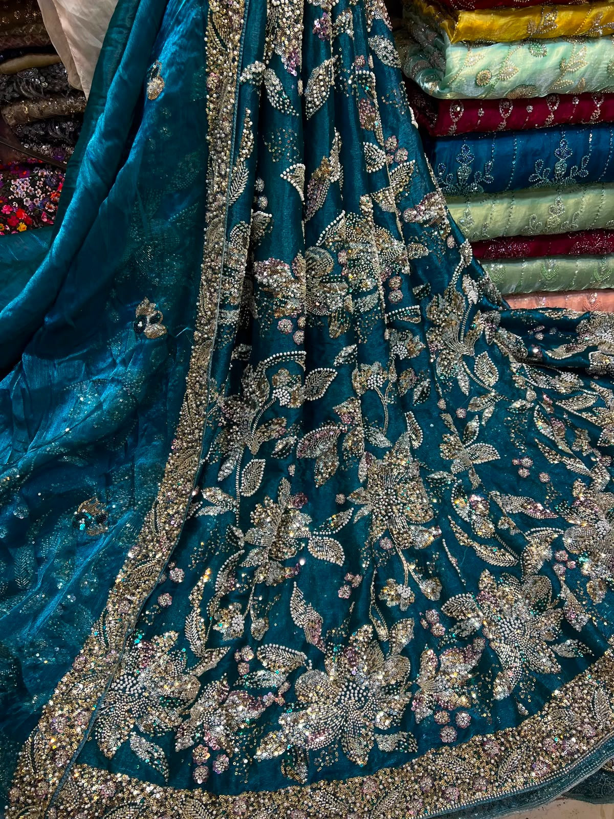 Lawa Silk Crystal Cutdana Work Suit – Border Style