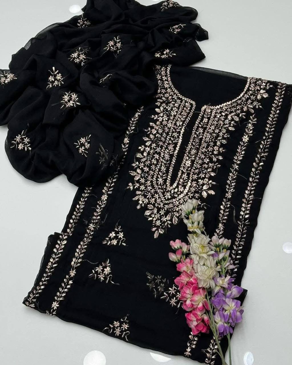 Handmade Gotta Jaal Pure Bamber Chiffon Suit