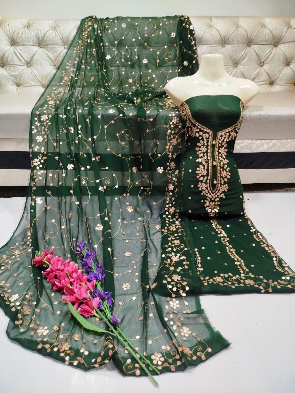 Handmade Press Gota Jaal Suit – Soft Bamber Chiffon 2-Pc