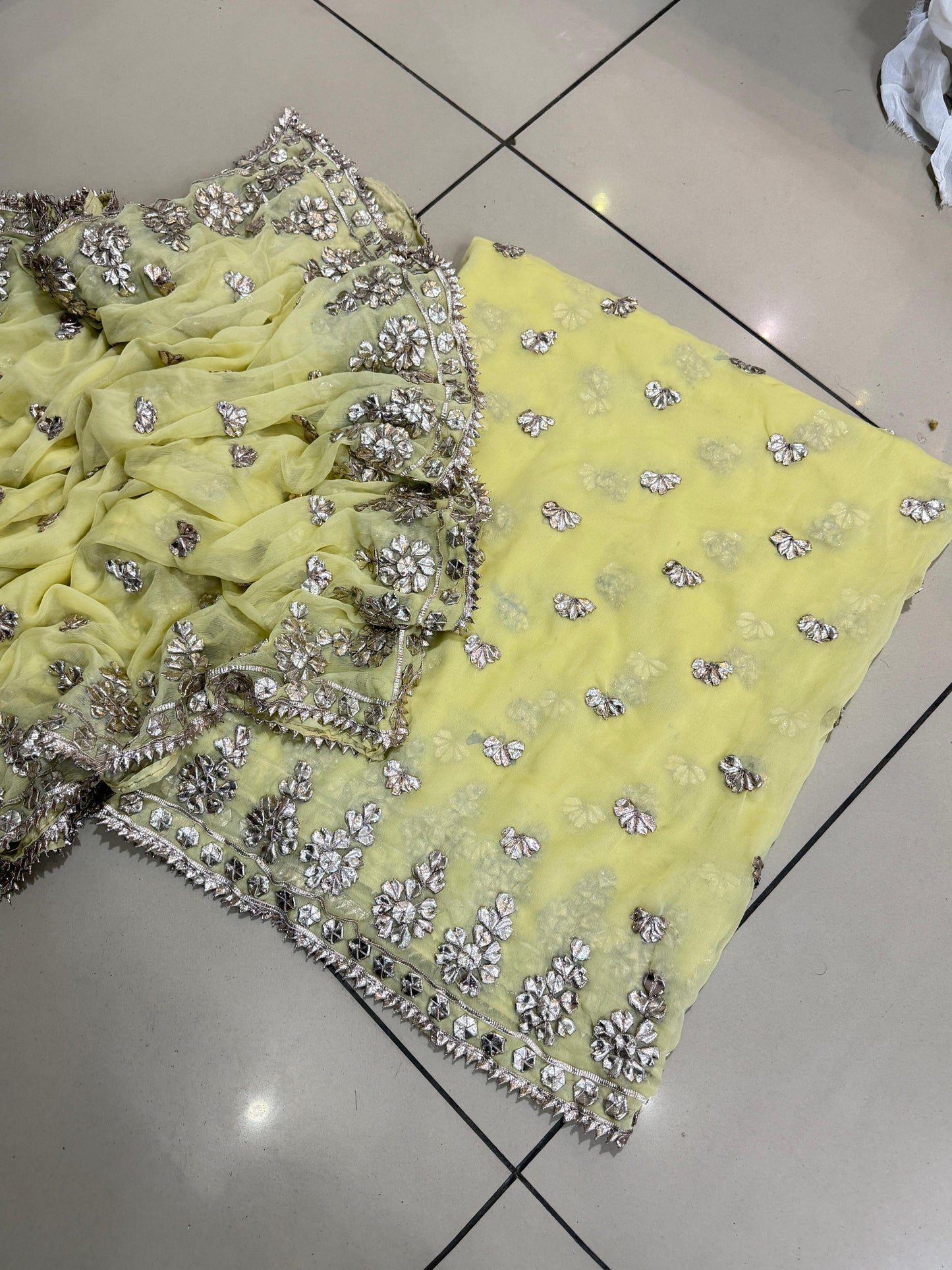 Handmade LCD Gotta Work Soft Bamber Chiffon Shirt & Dupatta | Dual-Sided Embroidery