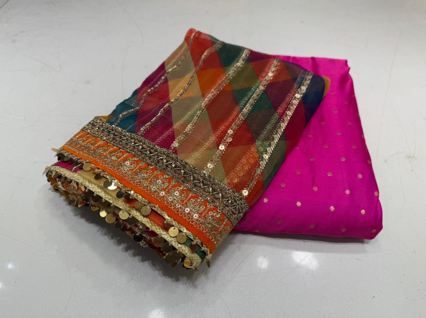 Dot Resham Unstitched 5-Yard Suit & Ready Dupatta