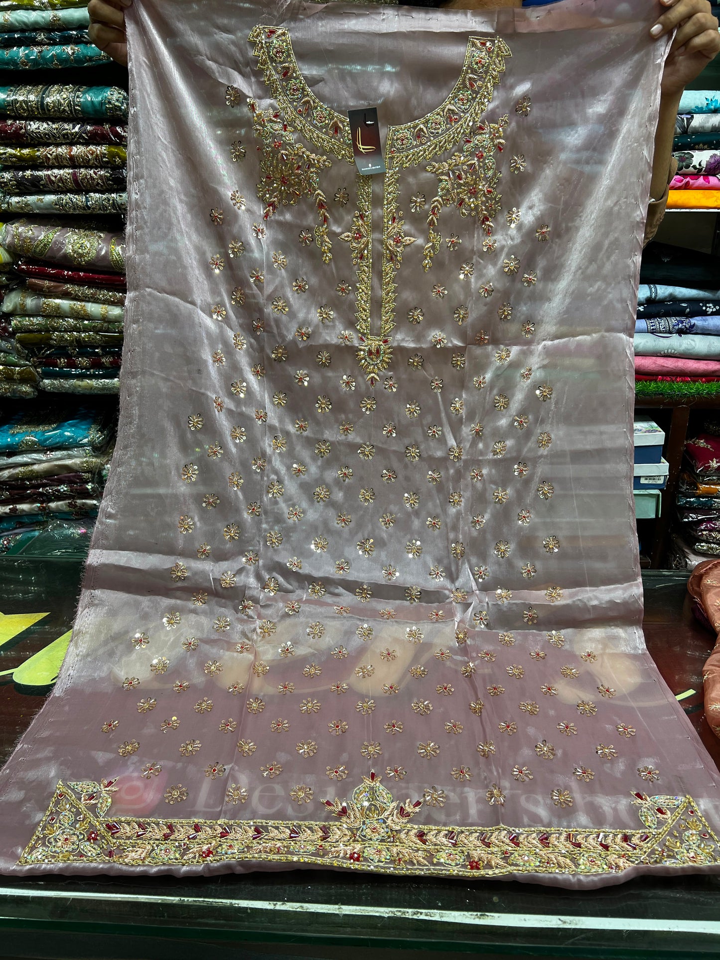 Embroidered Sheesha Silk 3PC Suit with Dupatta