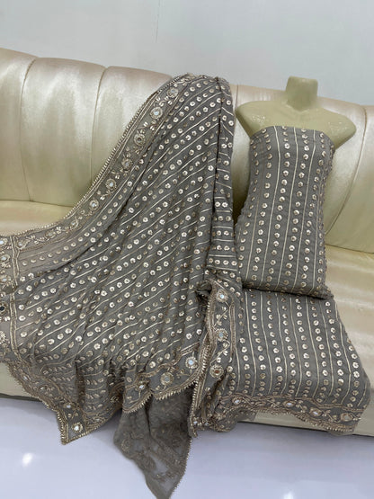 Handcrafted Pure Bamber Chiffon Gotta & Mirror Work Suit | Latest Wedding Collection 2026