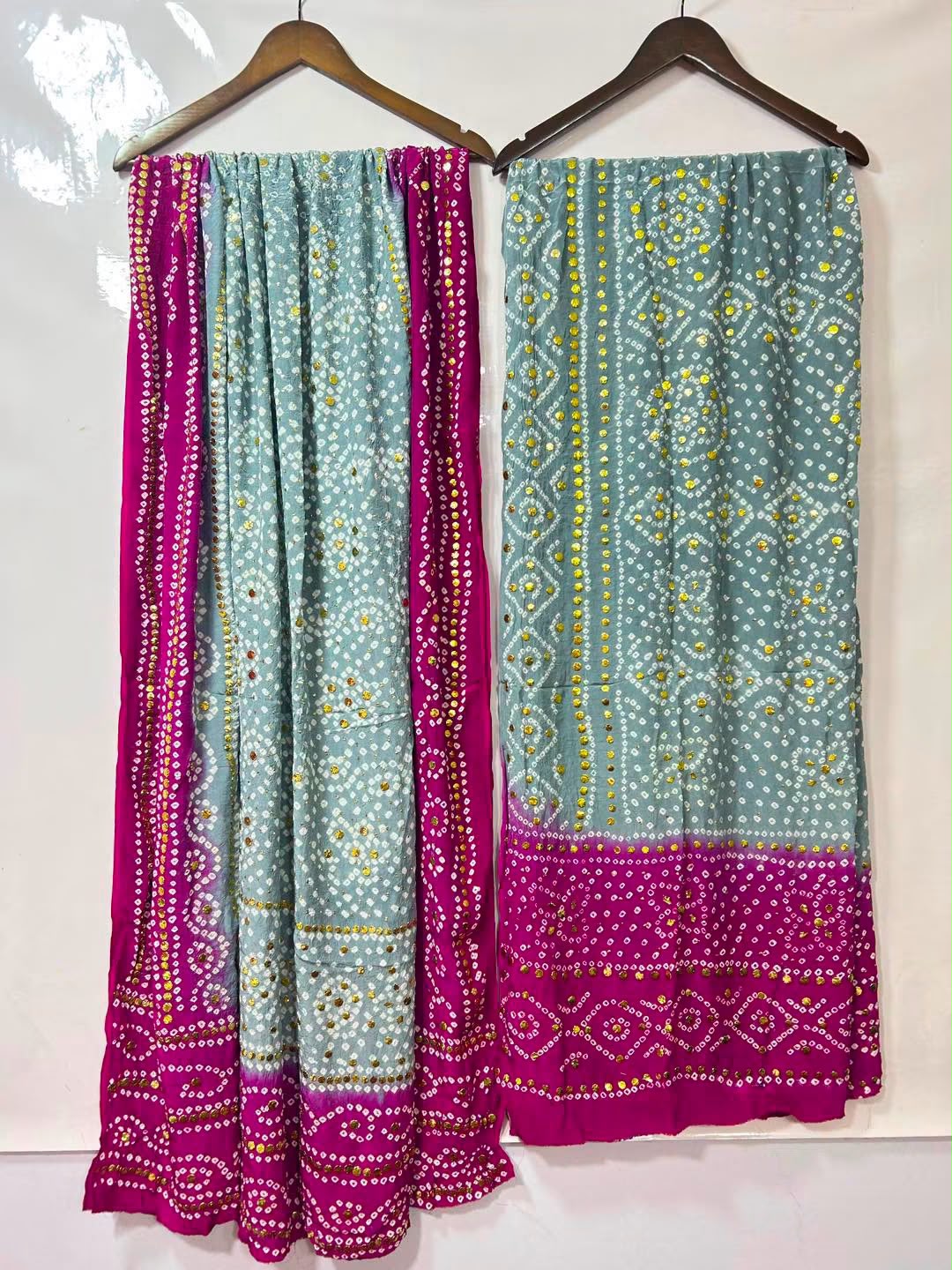 Handmade Chunri Mukaish Shamoz Silk Suit