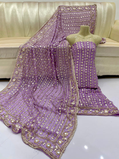 Handcrafted Pure Bamber Chiffon Gotta & Mirror Work Suit | Latest Wedding Collection 2026
