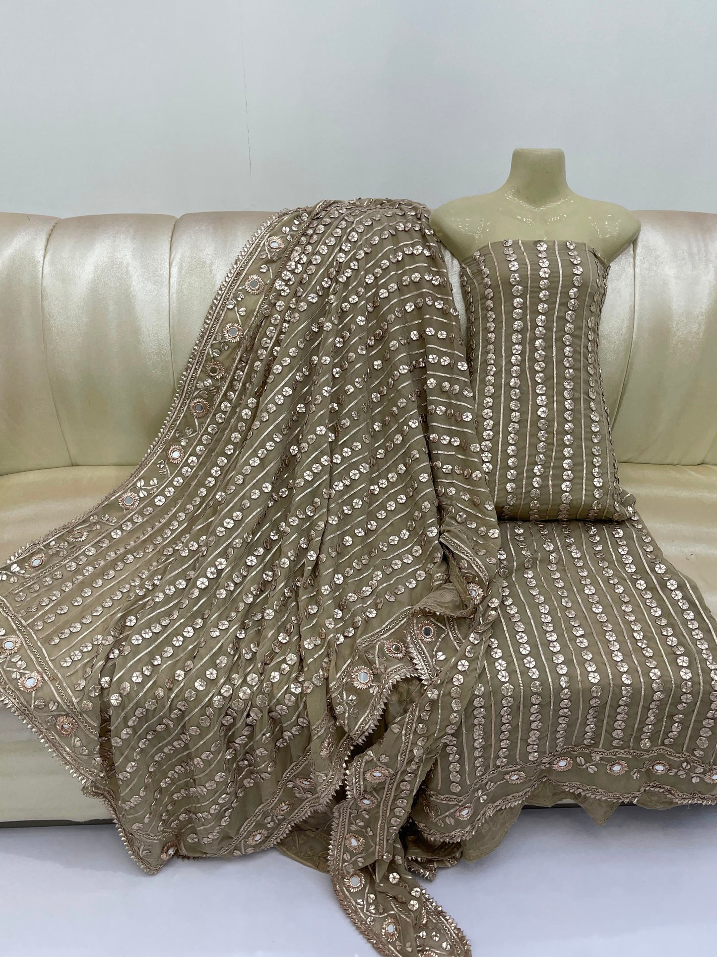 Handcrafted Pure Bamber Chiffon Gotta & Mirror Work Suit | Latest Wedding Collection 2026