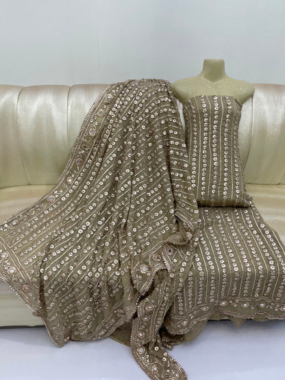 Handcrafted Pure Bamber Chiffon Gotta & Mirror Work Suit | Latest Wedding Collection 2026