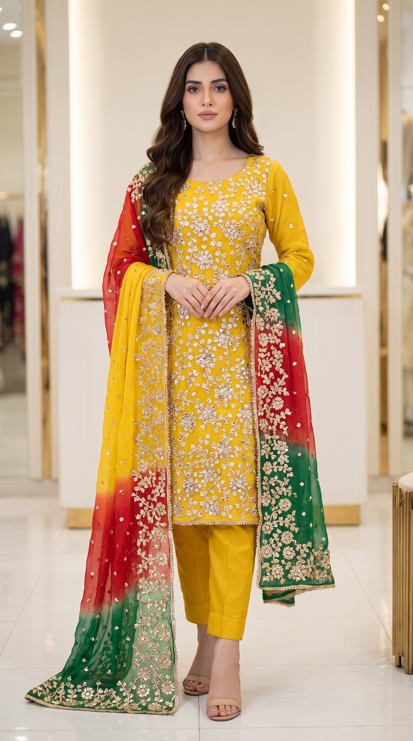 Pure Chiffon Gota Work Suit – Luxury Party Wear Dress
