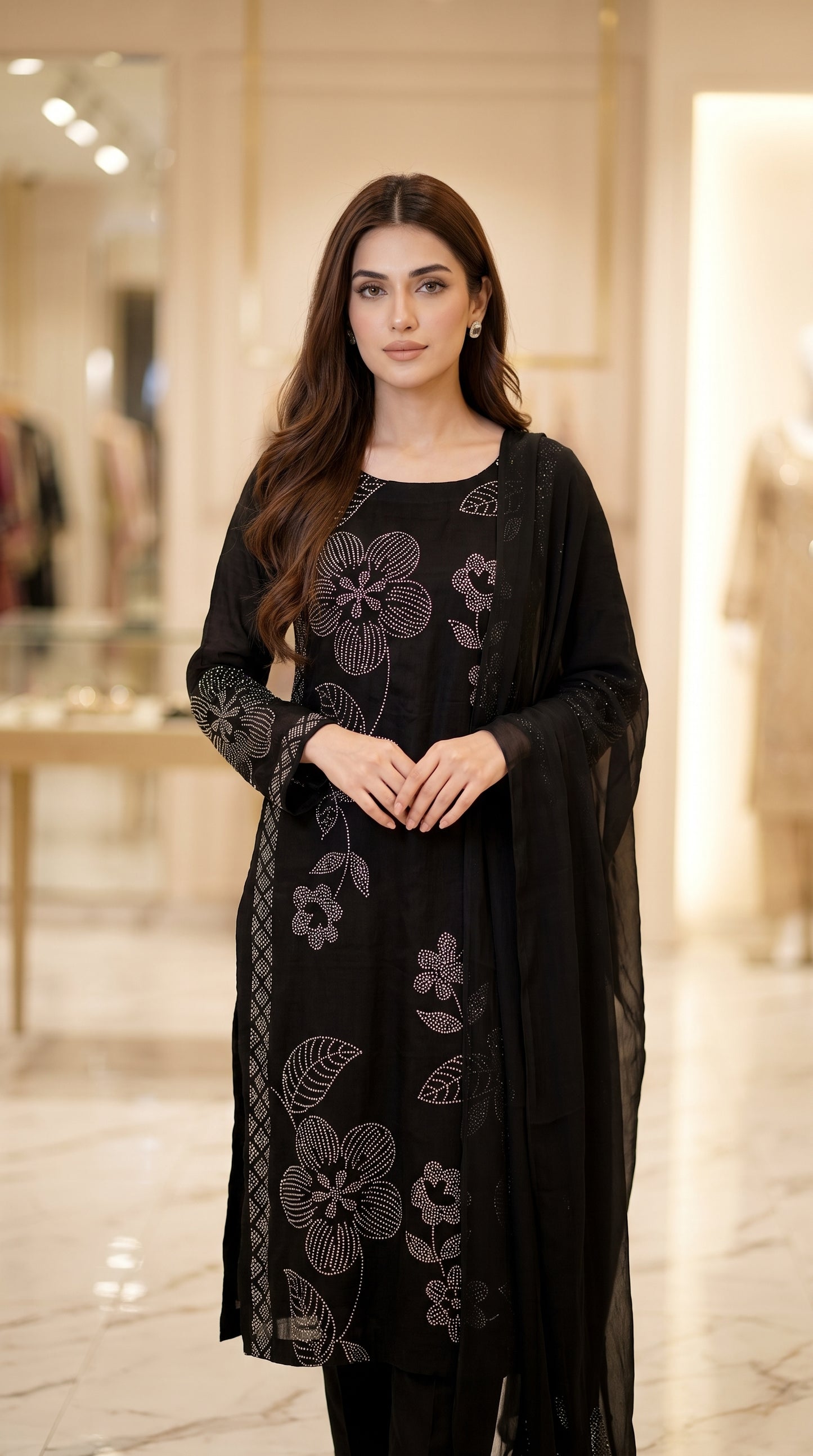 Turkish Stone Work Chiffon 2-Piece Suit – Same Front Back Heavy Work