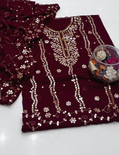 Handmade Press Gota Jaal Suit – Soft Bamber Chiffon 2-Pc
