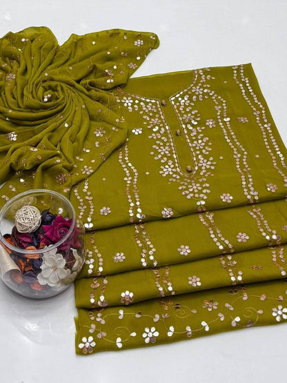 Handmade Press Gota Jaal Suit – Soft Bamber Chiffon 2-Pc
