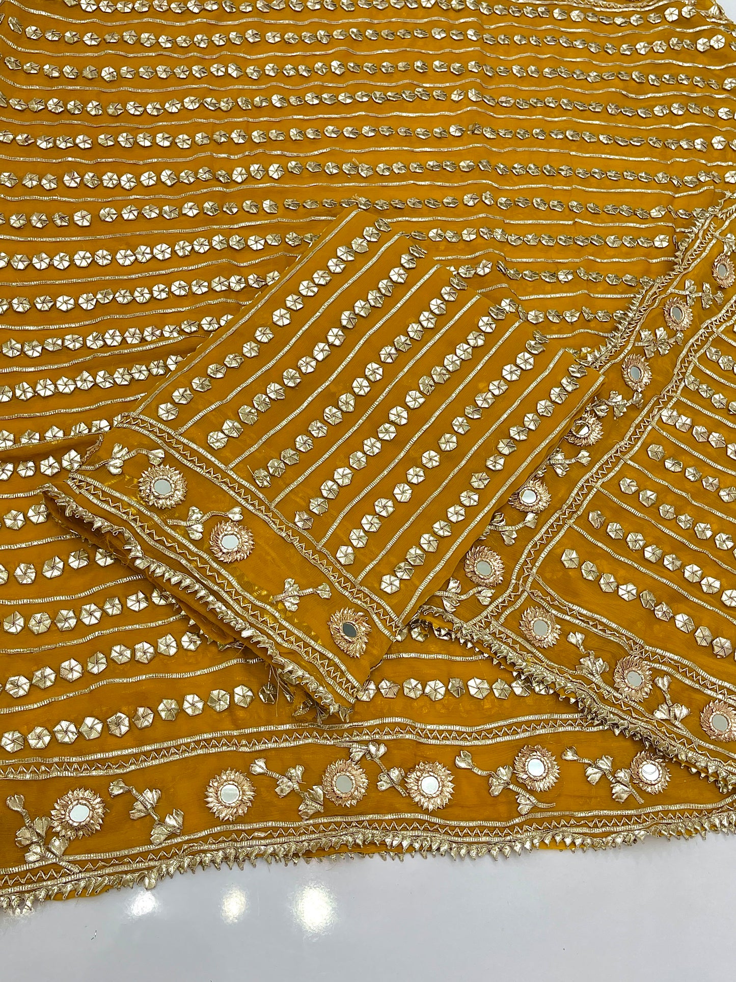 Handcrafted Pure Bamber Chiffon Gotta & Mirror Work Suit | Latest Wedding Collection 2026