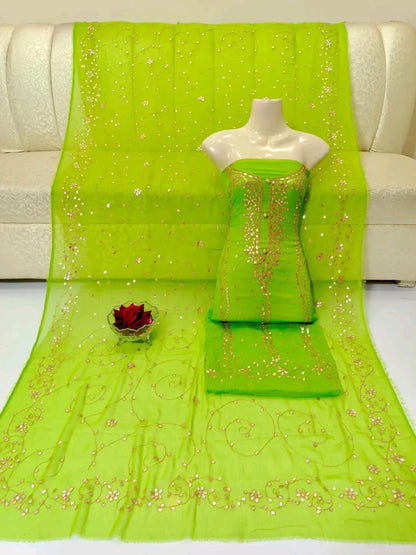 Handmade Press Gota Jaal Suit – Soft Bamber Chiffon 2-Pc