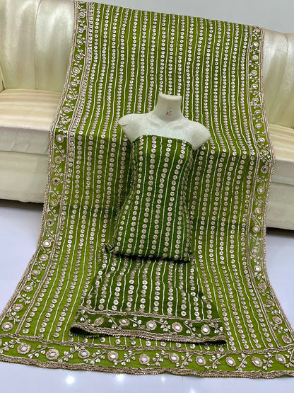 Handcrafted Pure Bamber Chiffon Gotta & Mirror Work Suit | Latest Wedding Collection 2026