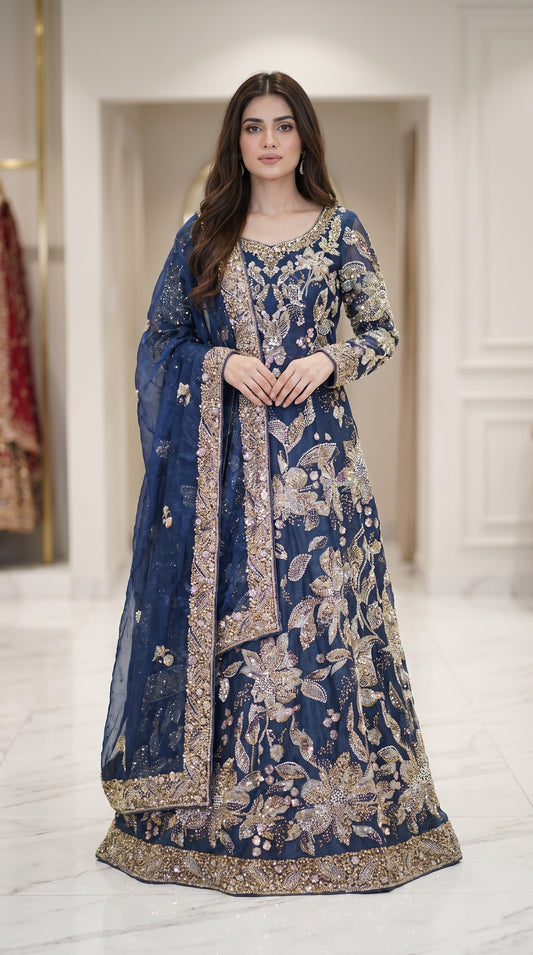 Lawa Silk Crystal Cutdana Work Suit – Border Style
