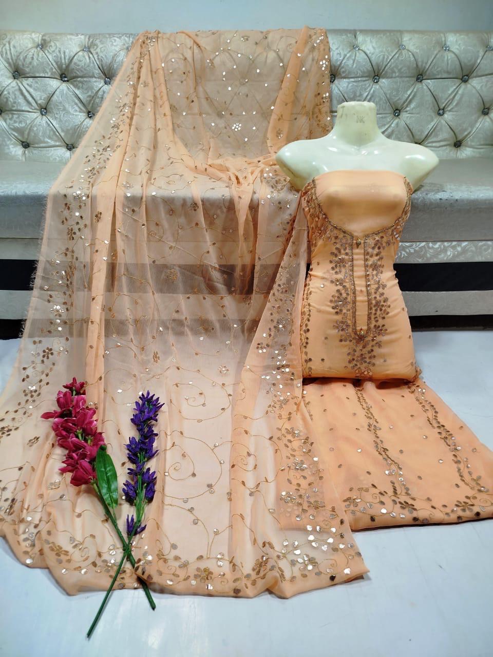 Handmade Press Gota Jaal Suit – Soft Bamber Chiffon 2-Pc