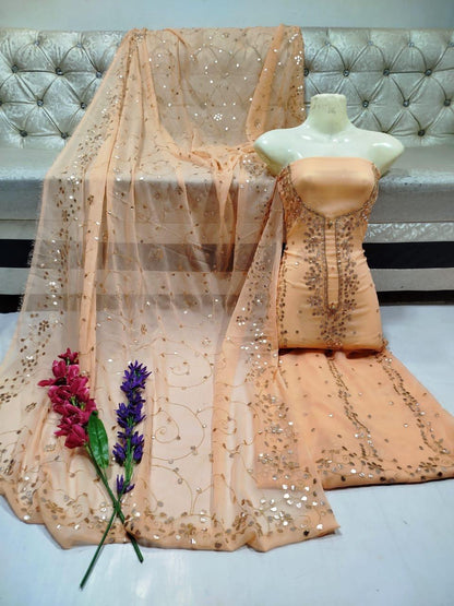 Handmade Press Gota Jaal Suit – Soft Bamber Chiffon 2-Pc