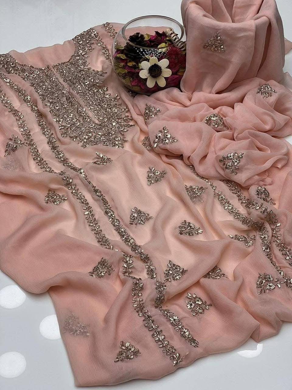 Handmade Gotta Jaal Pure Bamber Chiffon Suit