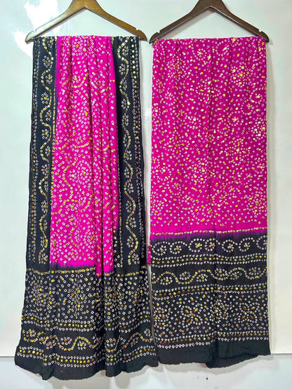 Handmade Chunri Mukaish Shamoz Silk Suit