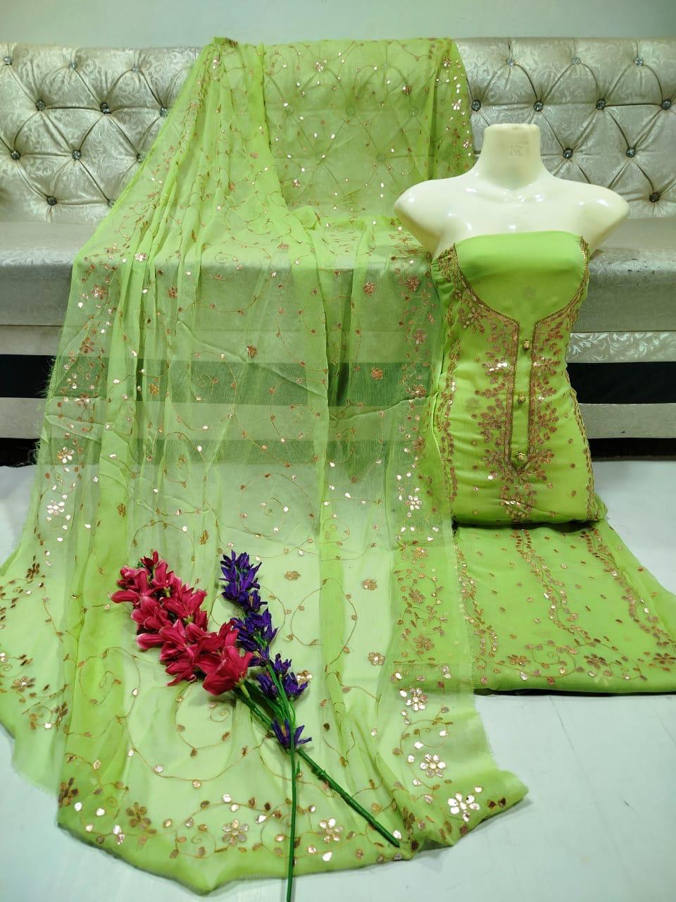 Handmade Press Gota Jaal Suit – Soft Bamber Chiffon 2-Pc