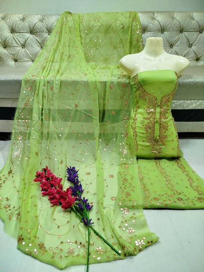 Handmade Press Gota Jaal Suit – Soft Bamber Chiffon 2-Pc