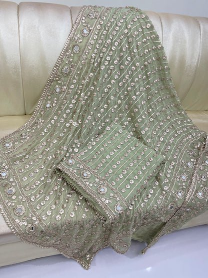 Handcrafted Pure Bamber Chiffon Gotta & Mirror Work Suit | Latest Wedding Collection 2026