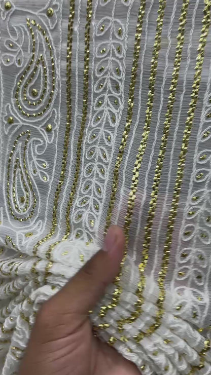 New Arrival Pure China Karinkal Saree – R-Mukesh, Thread Ari & Golden Mukesh Work (7 Gaz Length)