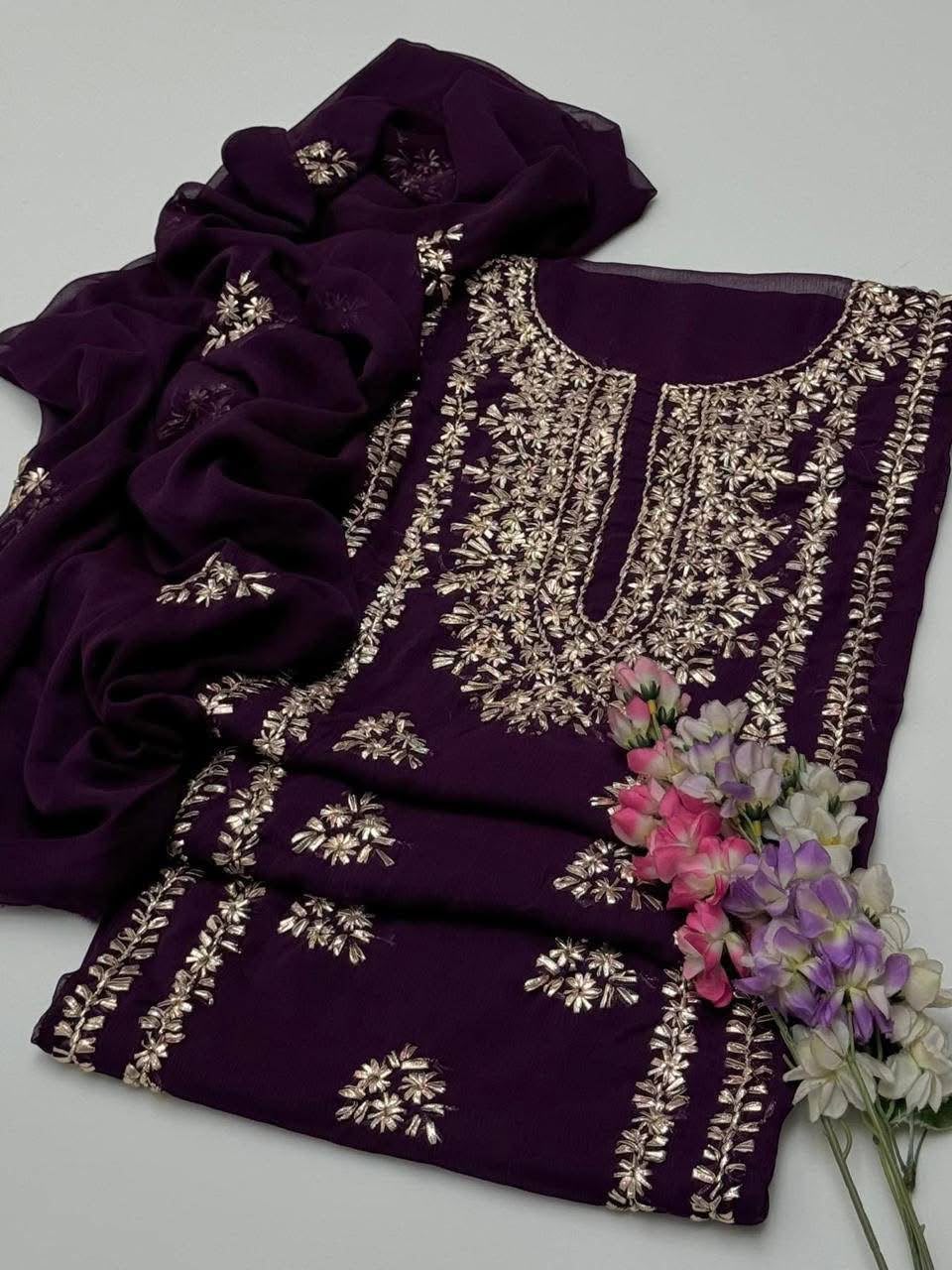 Handmade Gotta Jaal Pure Bamber Chiffon Suit