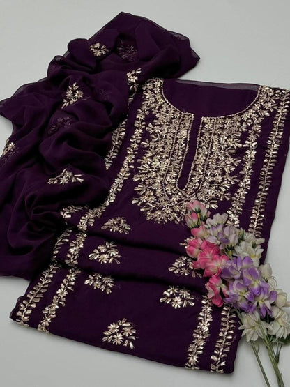 Handmade Gotta Jaal Pure Bamber Chiffon Suit