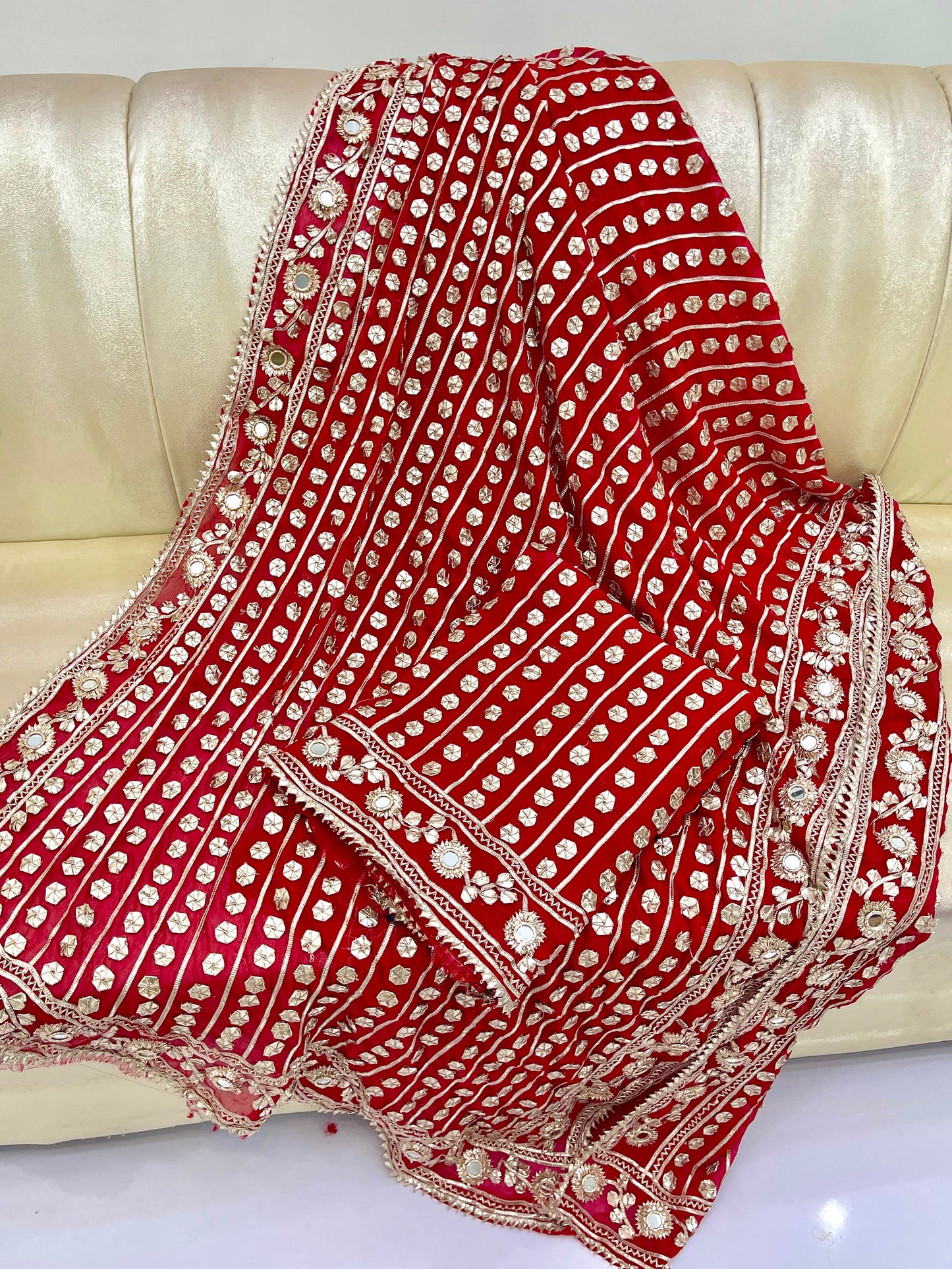 Handcrafted Pure Bamber Chiffon Gotta & Mirror Work Suit | Latest Wedding Collection 2026