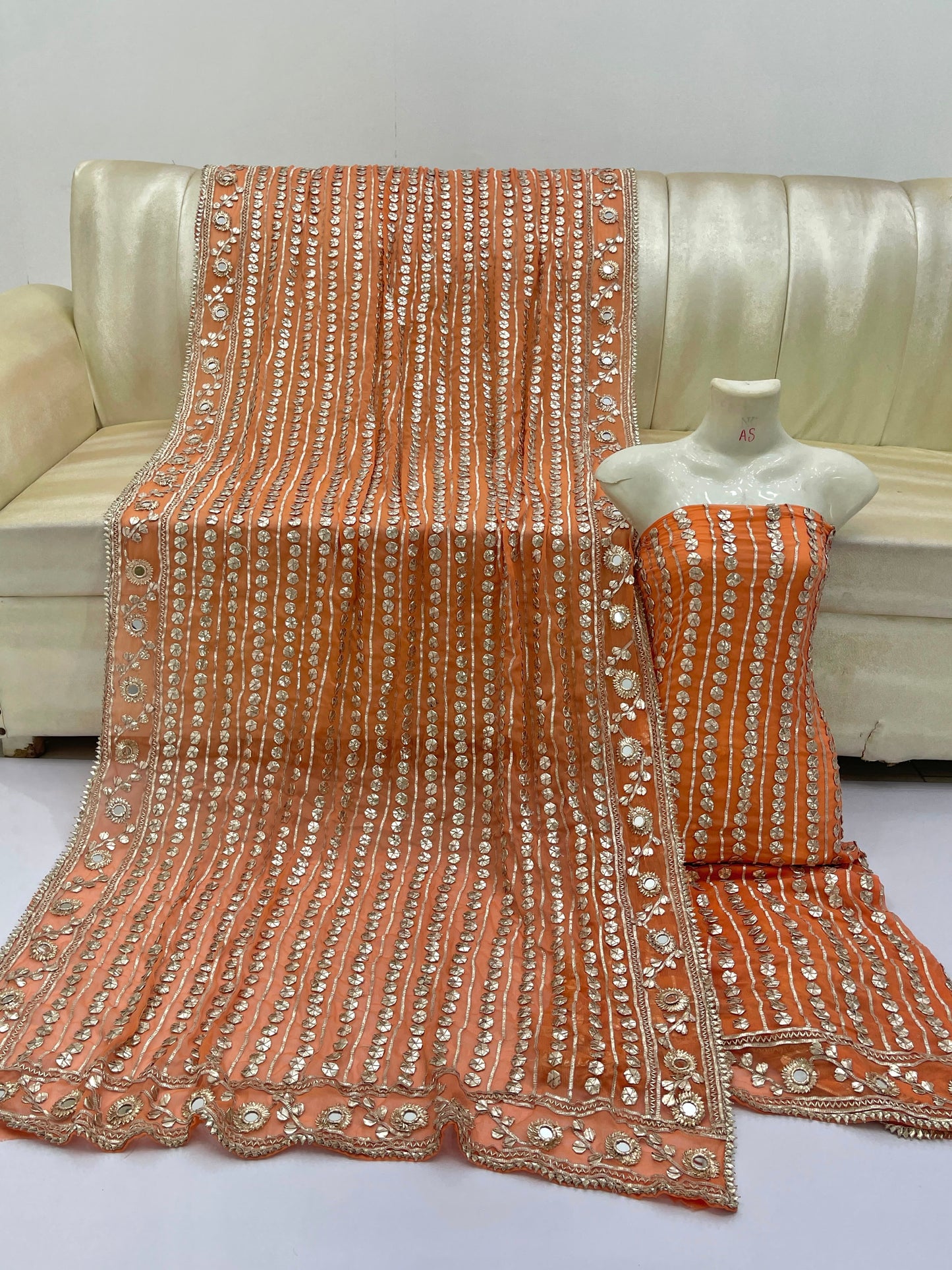 Handcrafted Pure Bamber Chiffon Gotta & Mirror Work Suit | Latest Wedding Collection 2026