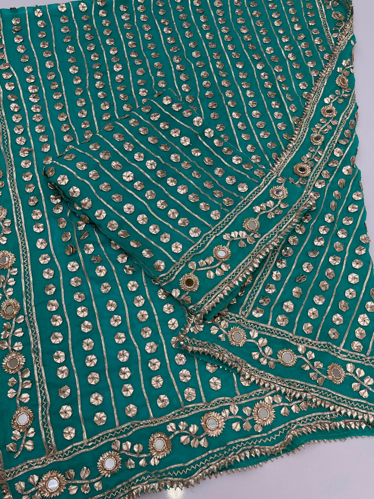 Handcrafted Pure Bamber Chiffon Gotta & Mirror Work Suit | Latest Wedding Collection 2026