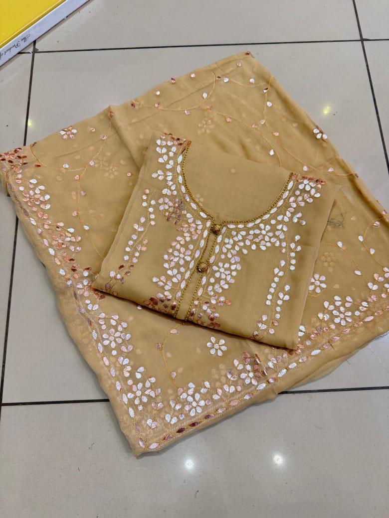 Handmade Press Gota Jaal Suit – Soft Bamber Chiffon 2-Pc