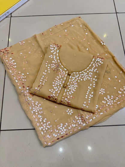 Handmade Press Gota Jaal Suit – Soft Bamber Chiffon 2-Pc
