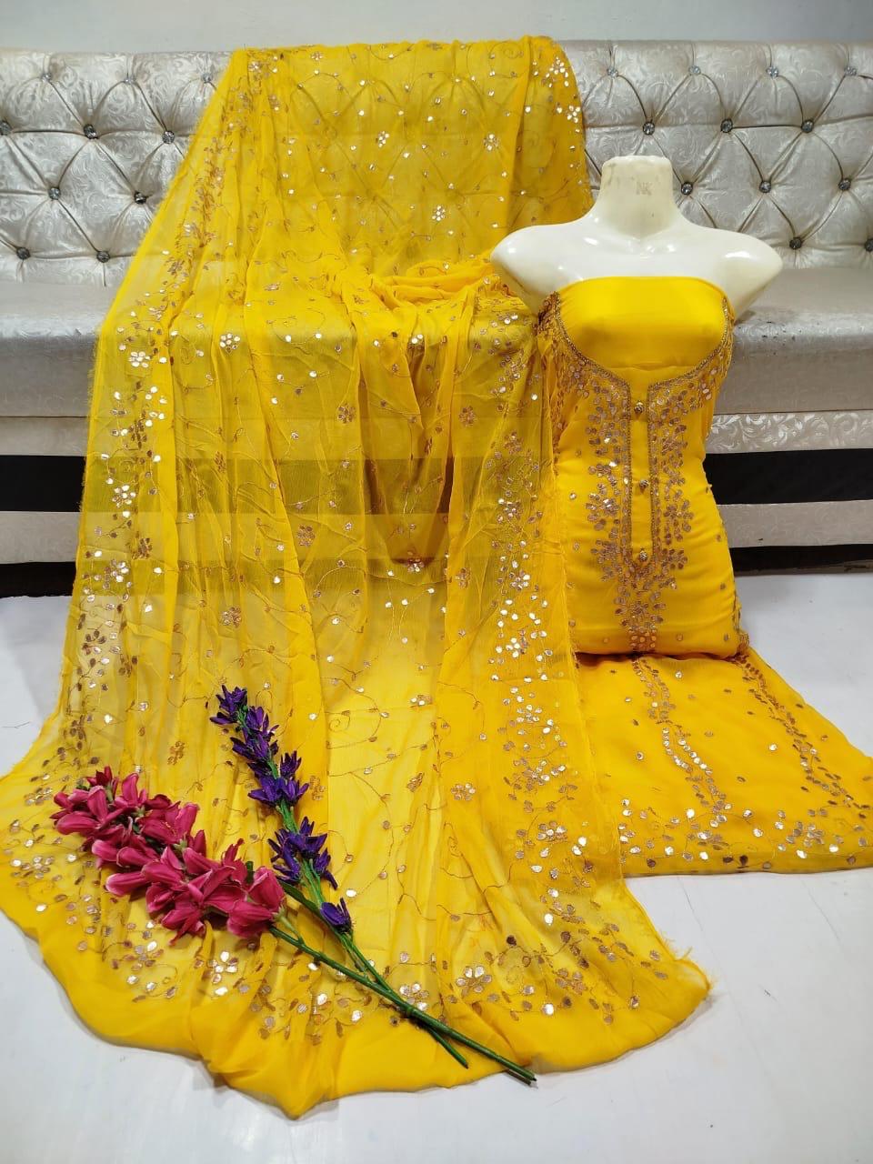 Handmade Press Gota Jaal Suit – Soft Bamber Chiffon 2-Pc